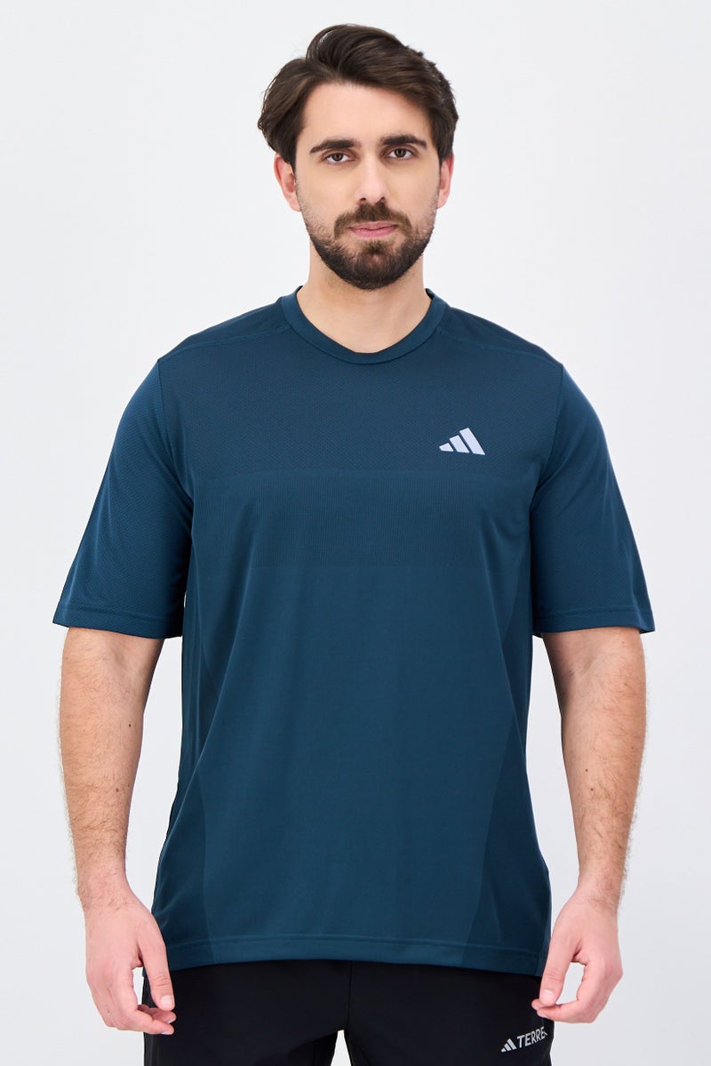Adidas Men Sportswear Fit Short Sleeve Running T-Shirts, Dark Green - Image 1
